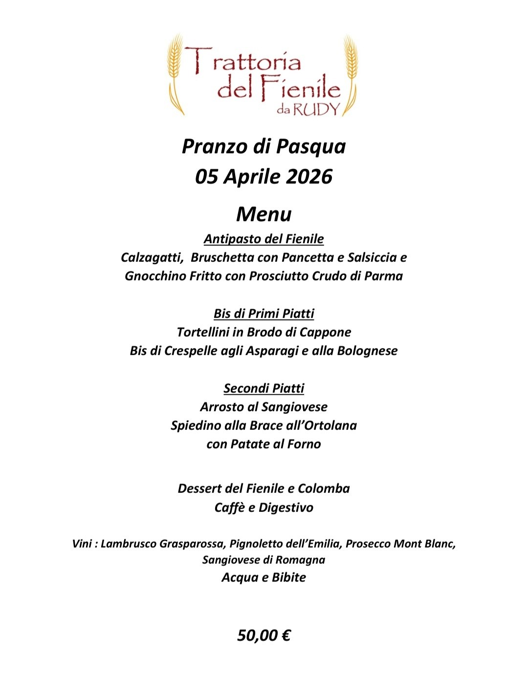 Menu di Pasqua, migliore trattoria a Modena, Castelnuovo Rangone